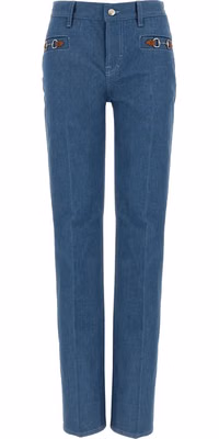 Blue Cotton Straight-Leg Jeans