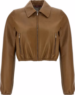 Beige Lamb Leather Leather Jacket