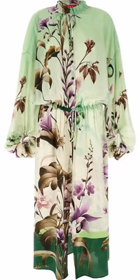Bicolor Silk Long Dress