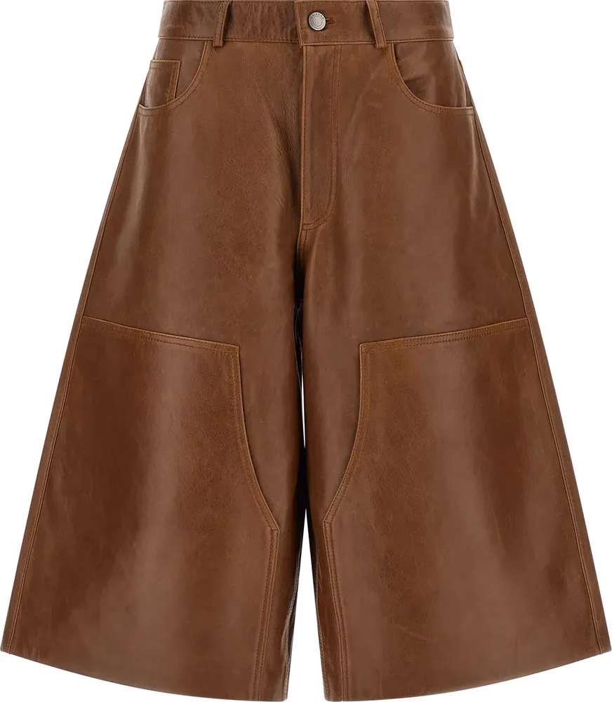 Haikure Brown Lambskin Bermuda Shorts