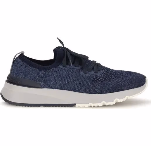 Brunello Cucinelli Blue Cotton Athletic Sneakers