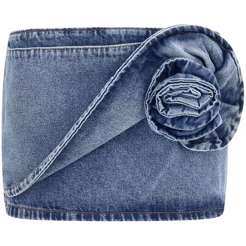 Magda Butrym Blue Cotton Mini Skirt