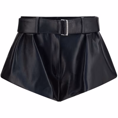 Black Lambskin Bermuda Shorts