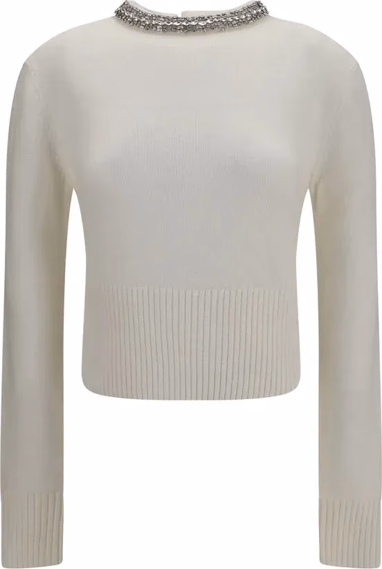 PINKO White Wool Oves Aries Sweatshirt