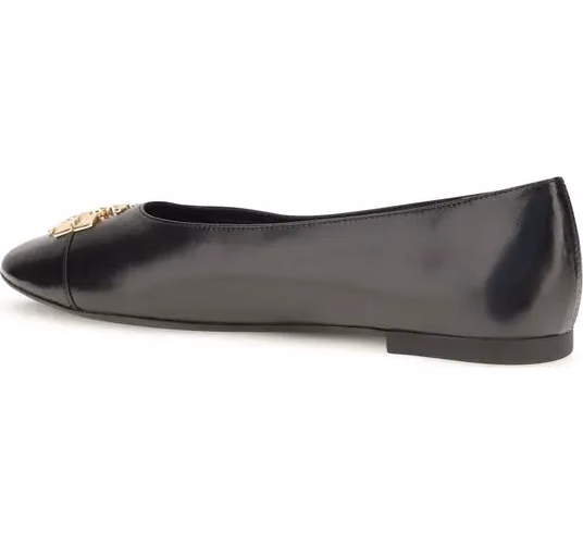 Tory Burch Black Calf Leather Bos Taurus Ballet Flats