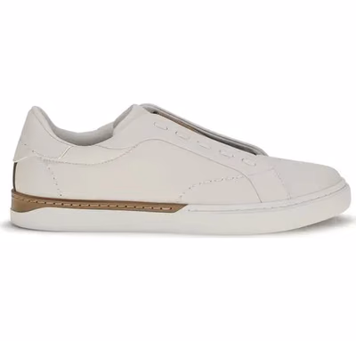 White Calf Leather Bos Taurus Low Top Sneakers