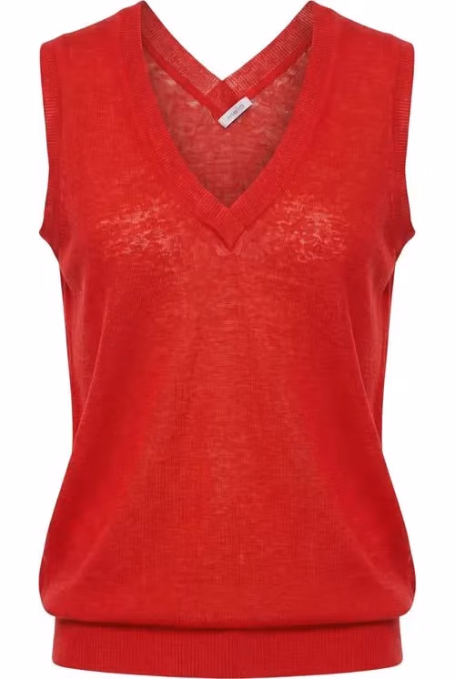 Malo Red Linen Women Tank
