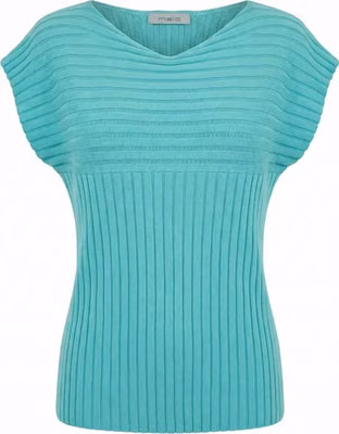 Light Blue Cotton Women Sweater