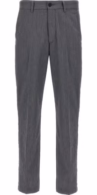 Blue Cotton Casual Pants