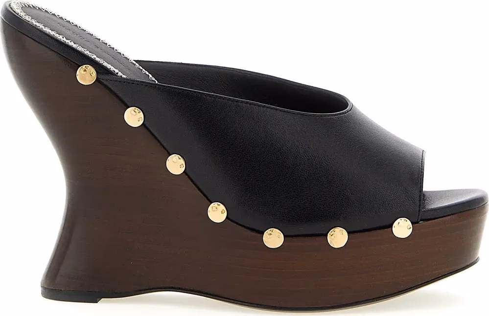 Magda Butrym Black Calfskin Wedge Sandals