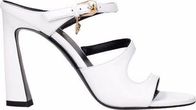 White Leather Stiletto Heel Sandals