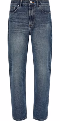 Blue Cotton Straight-Leg Jeans
