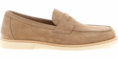 Beige Calfskin Slip-On Loafers