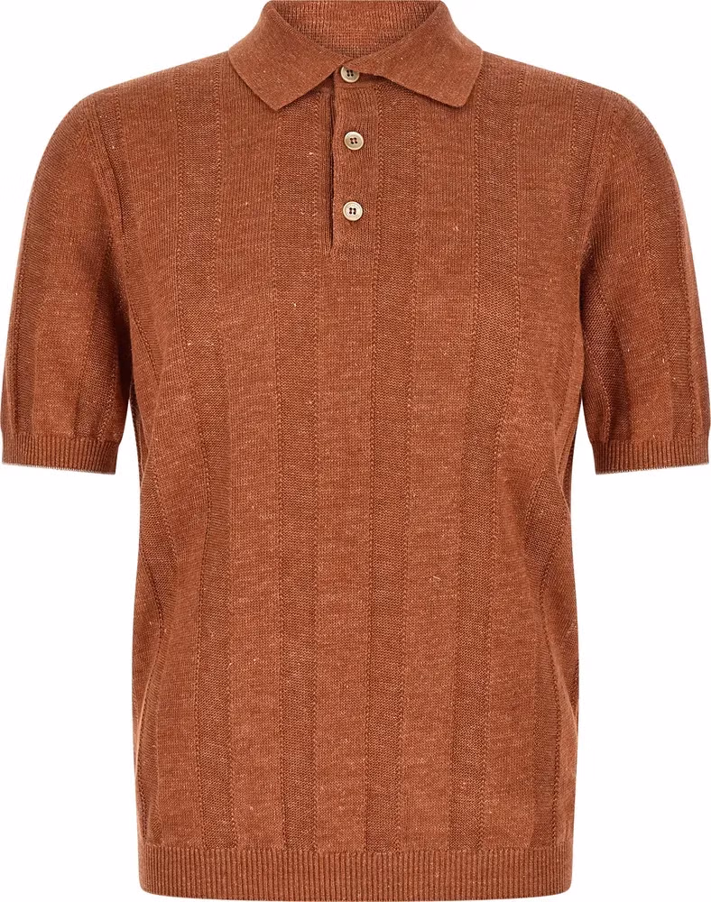 Brunello Cucinelli Orange Linen Polo Shirt