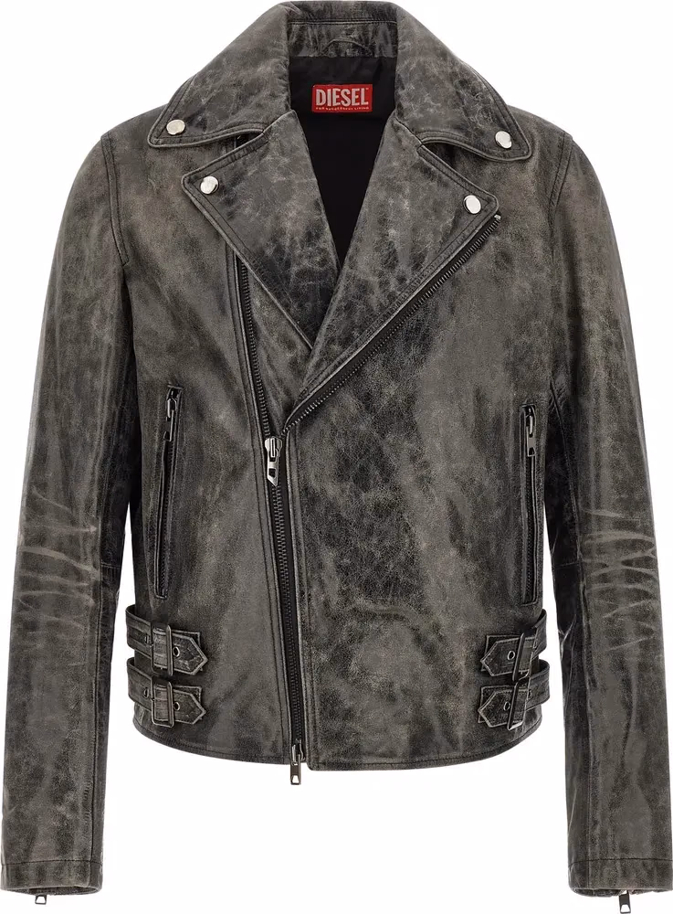 Diesel Gray Cowhide Leather Jacket