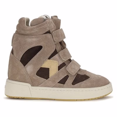 Beige Calf Leather Bos Taurus High Top Sneakers
