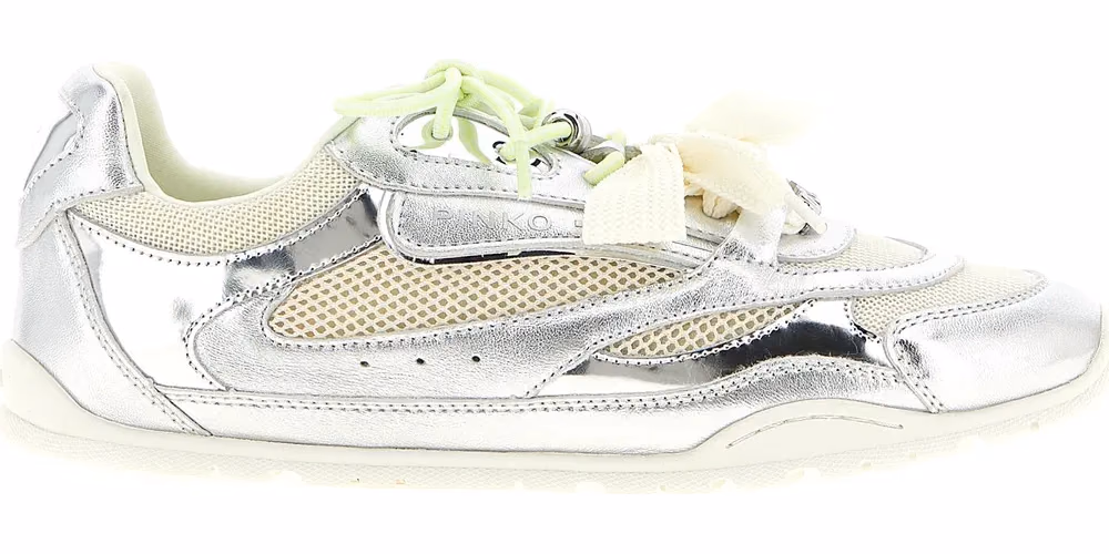 PINKO Silver Leather Athletic Sneakers