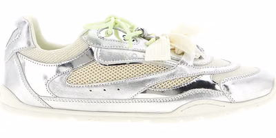 Silver Leather Athletic Sneakers