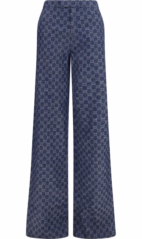 Gucci Blue Cotton Casual Pants