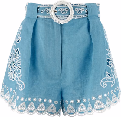 Blue Linen Bermuda Shorts