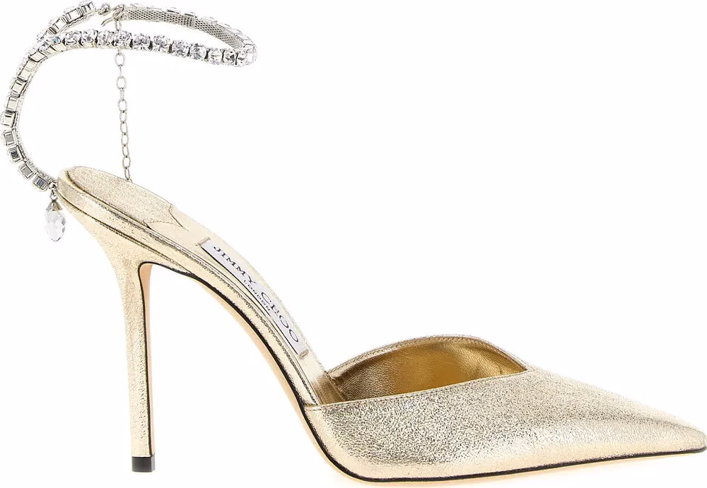 Jimmy Choo Gold Tencel High Heel Pumps