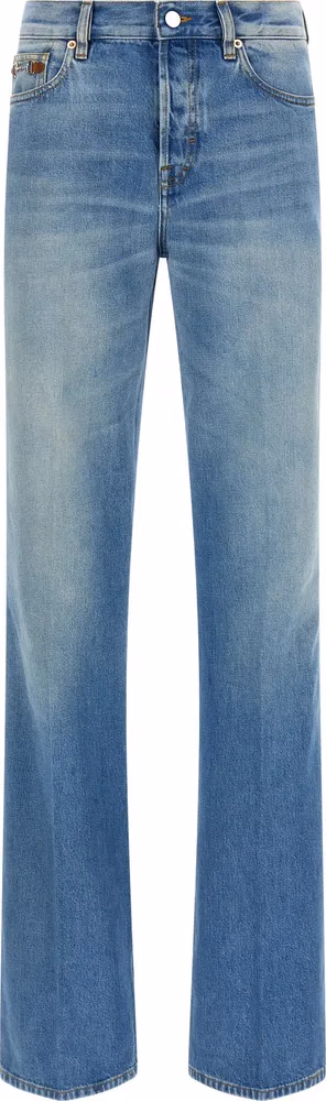 Gucci Blue Cotton Flared Jeans