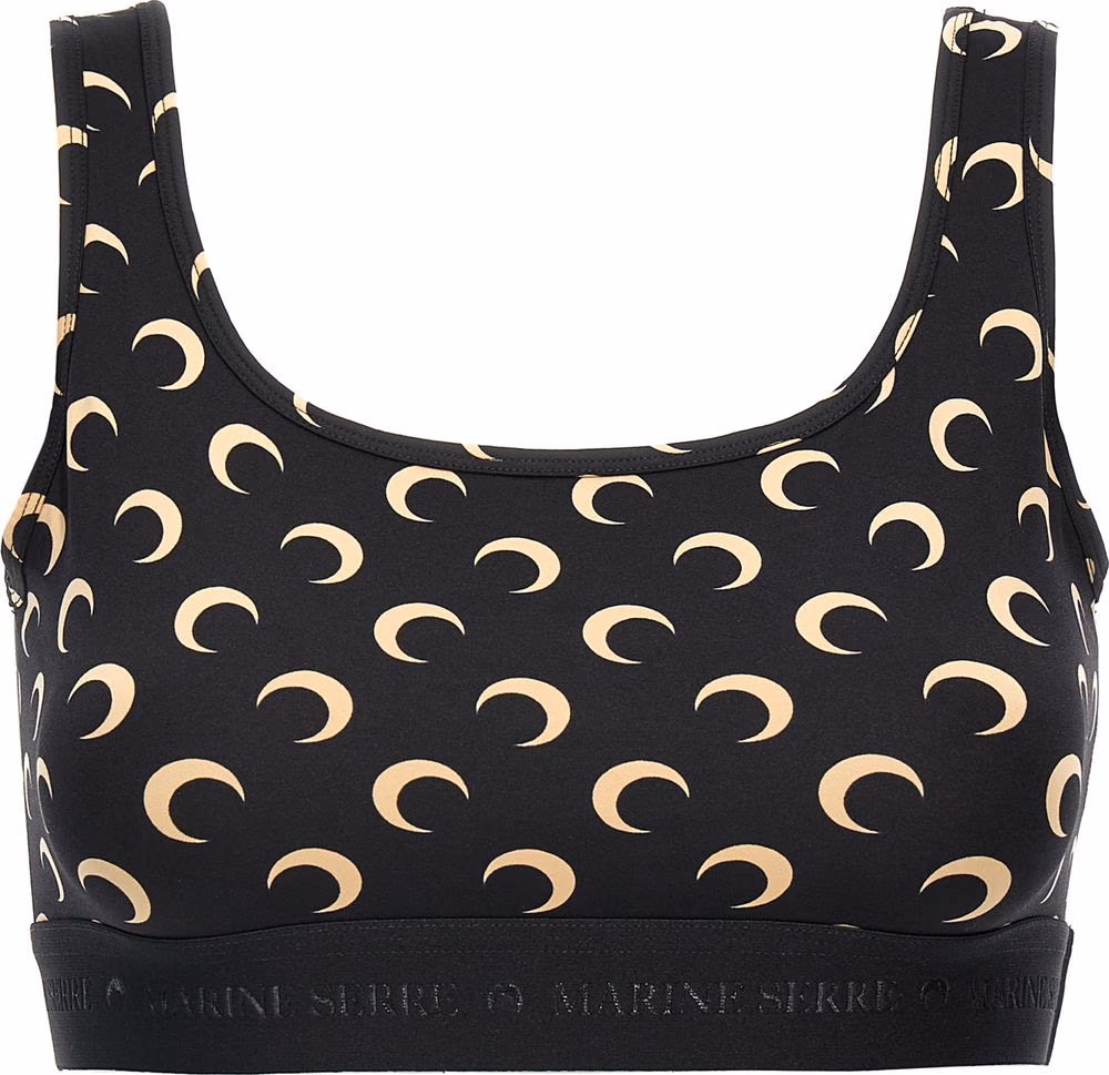 Marine Serre Black Polyamide Sport Bra