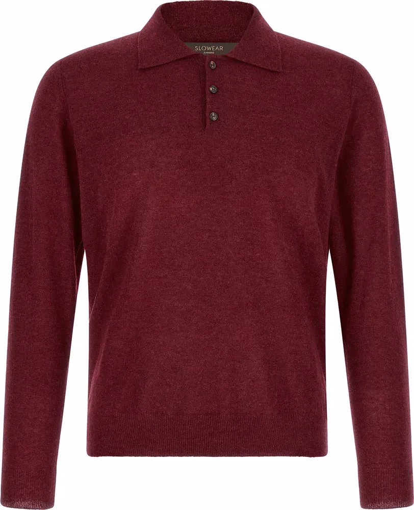 ZANONE Bordeaux Cashmere Polo Shirt