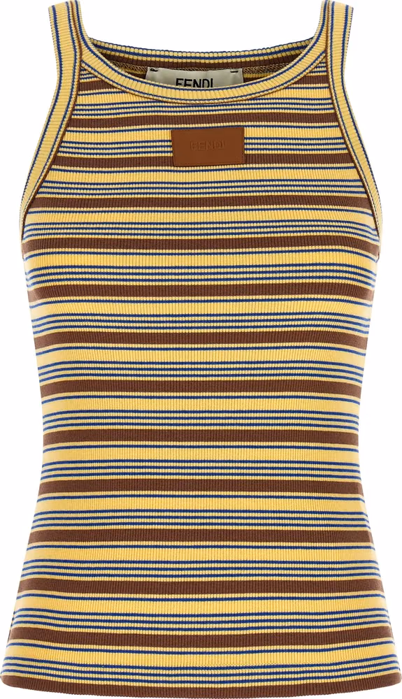 Fendi Multicolor Cotton Sleeveles T-Shirt