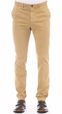 Beige Cotton Men Pants