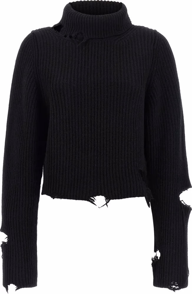 Haikure Black Merino Wool Cardigan
