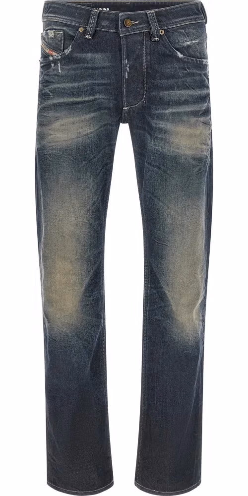Diesel Blue Cotton Straight-Leg Jeans