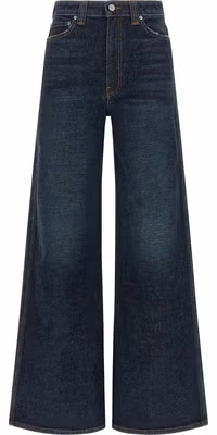 Blue Cotton Flared Jeans