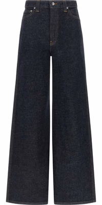 Blue Cotton Flared Jeans