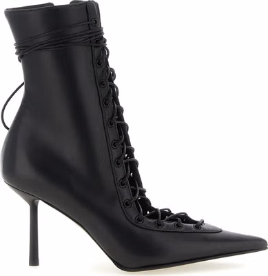 Black Lamb Leather Ankle Boots
