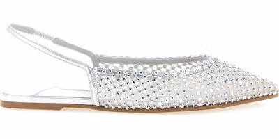Silver Polyester Ballet Flats