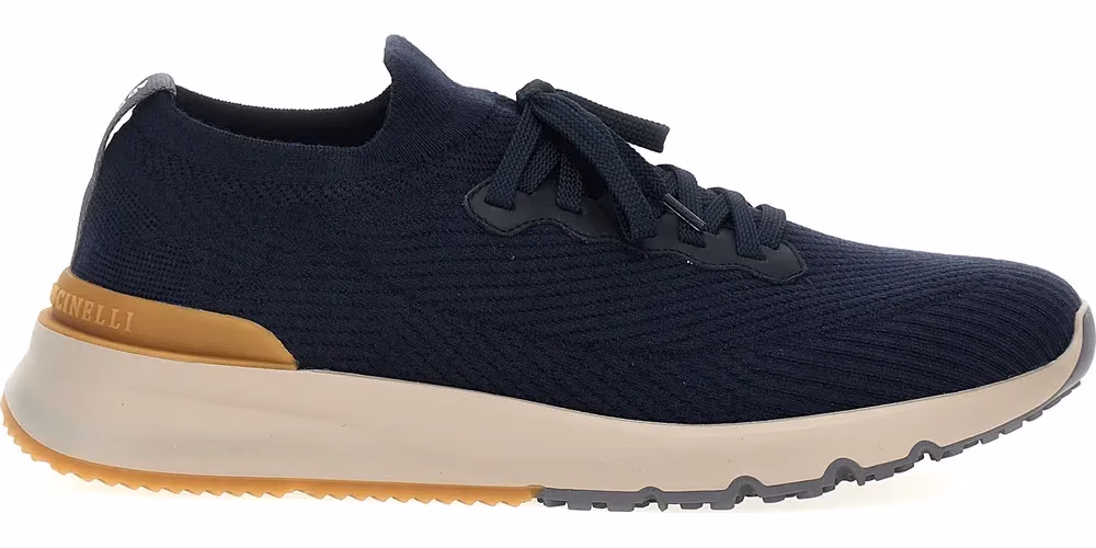 Brunello Cucinelli Blue Wool Athletic Sneakers