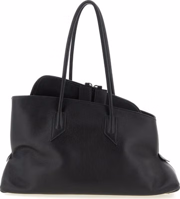Black Calfskin Shoulder Bag