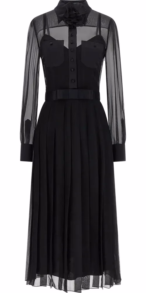 Dolce & Gabbana Black Silk Midi Dress
