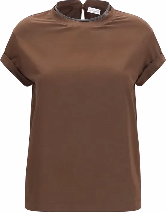 Brunello Cucinelli Brown Elastane T-Shirt