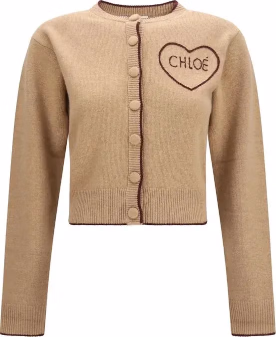 Chloé Beige Wool Oves Aries Cardigan