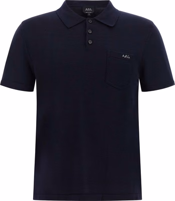 Blue Virgin Wool Polo Shirt