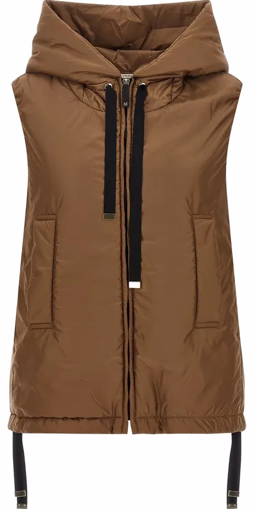 Max Mara Brown Polyester Sleeveless Jacket