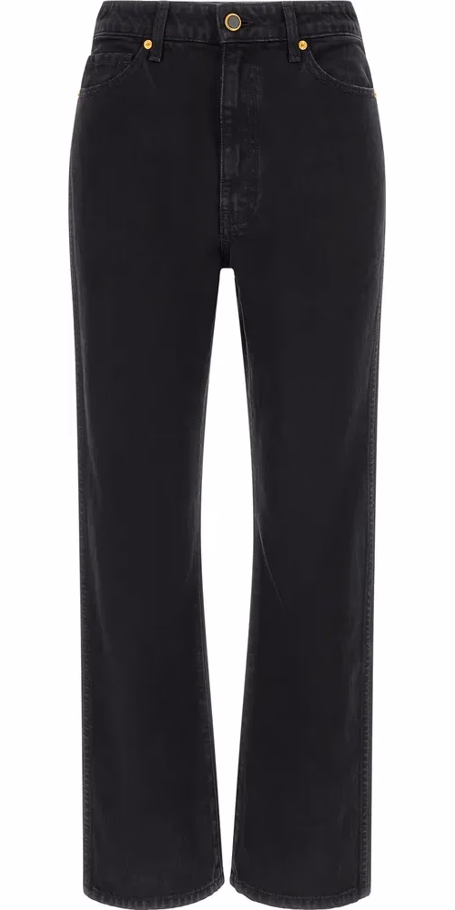 Khaite Black Cotton Flared Jeans