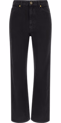 Black Cotton Flared Jeans