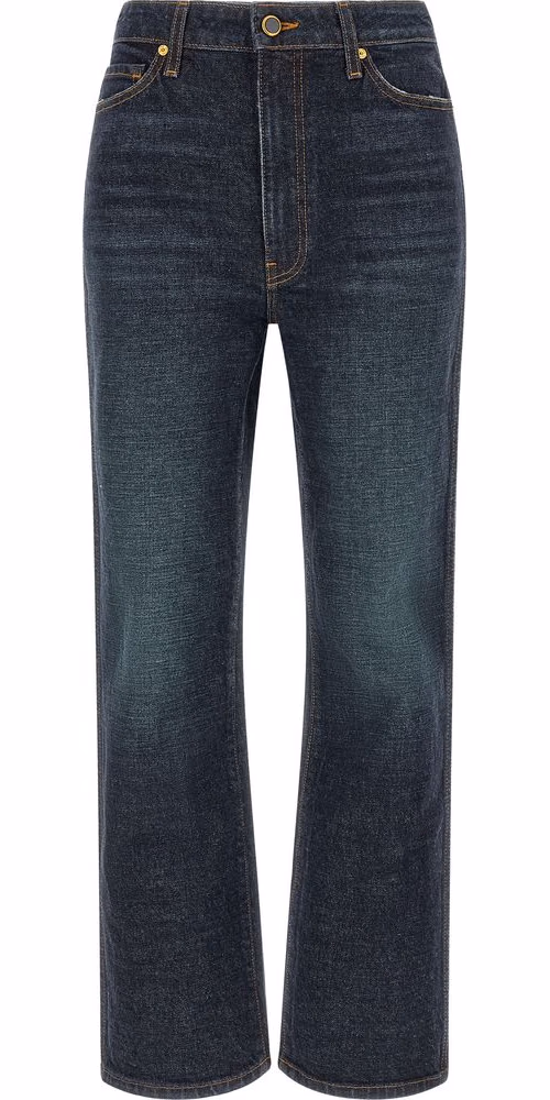 Khaite Blue Cotton Flared Jeans