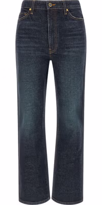 Blue Cotton Flared Jeans