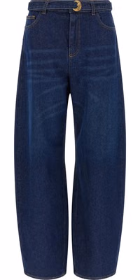 Blue Cotton High-Waisted Jean