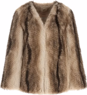 Brown Polyester Full-Length Jacket