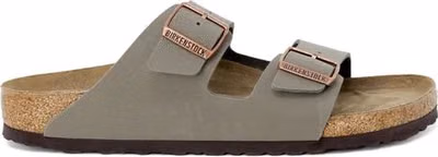 Gray Leather Flat Sandals